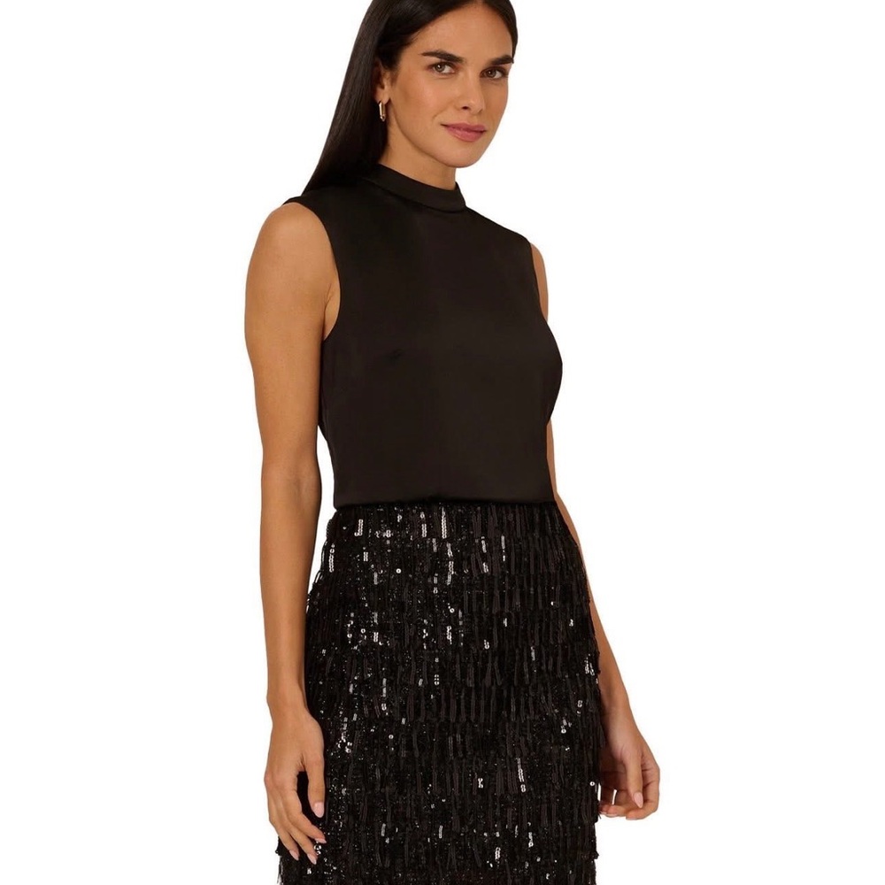 Adrianna Papell Black Sequin Mini Skirt